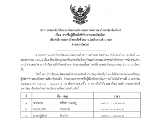 ประกาศรายชื่อผู้มีสิทธิ์สอบคัดเลือก ตำแหน่ง วิศวกร